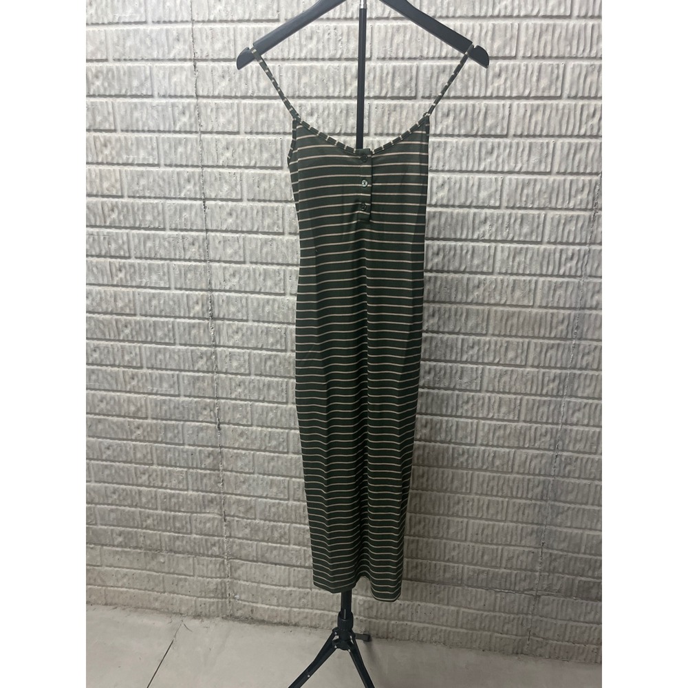 No Boundaries Rib Strappy Midi Dress Sea Turtle Green Striped XXS 00‎ NB35HQ017